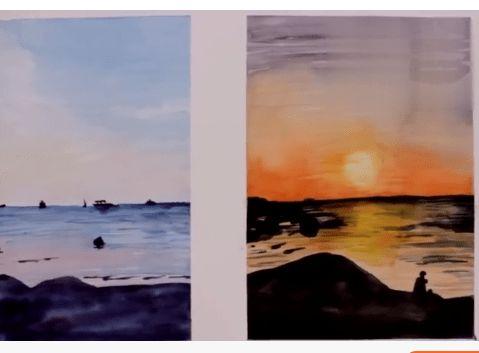 成人水彩画轮船教程视频